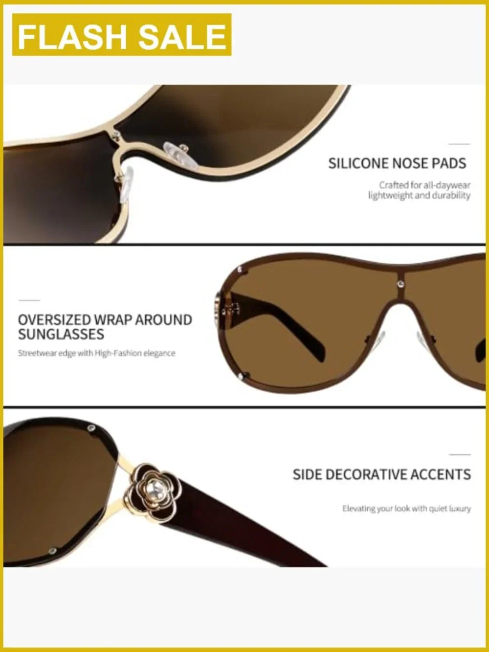 Y2K Wrap Around Oversized Sun Glasses Retro Cool Shade UV400